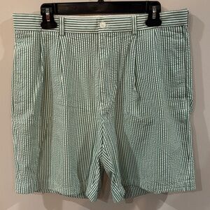 Brooks Brothers Green and White Striped Dress Shorts Men's 34W